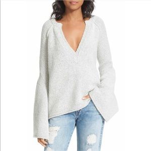 Free People Lovely Lines Bell Sleeve Gray Sweater